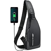 Sling Backpack with USB Charging Port, Chest Bag Crossbody Daypack Shoulder Bag for Men, Hiking, Cycling, Travel