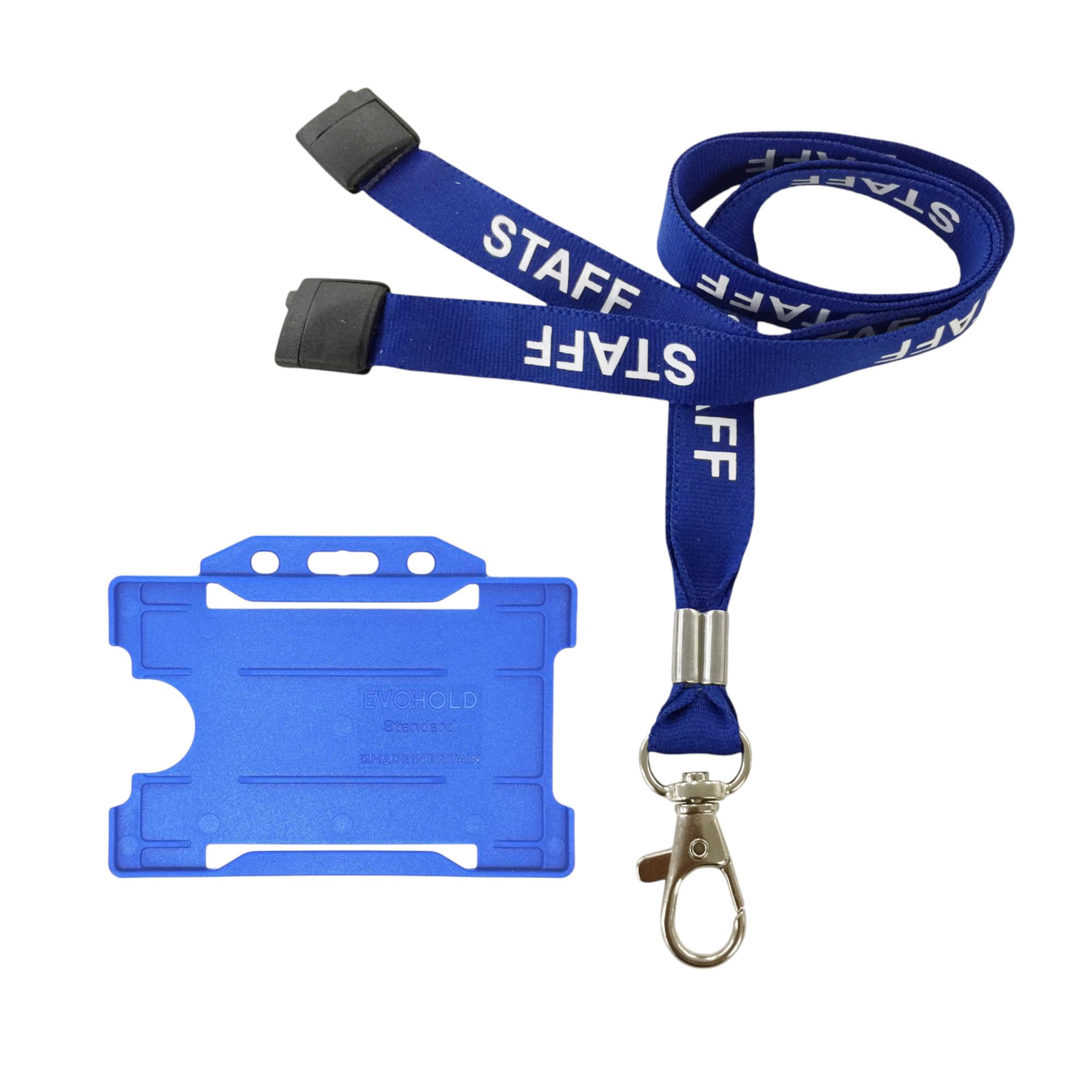 Customcard Ltd Staff Lanyard Blue and Single-Sided ID Badge Holder - Single Safety Break & Metal Clip -Ideal for School, Office, Events - Secure Lanyard Staff Badge Holder with Card Slot (Pack of 10) — image 1