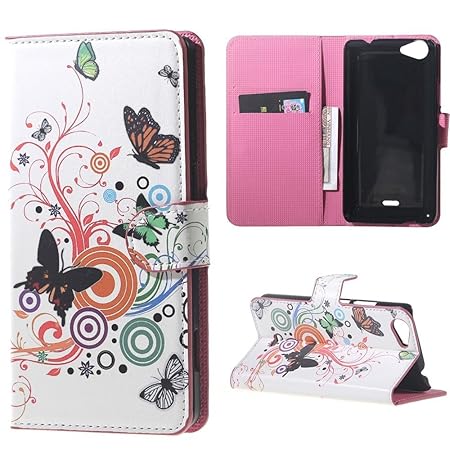 Schutzhülle für Wiko Rainbow Jam (5 Zoll) Tasche PU Leder [Flip Wallet Case] Wiko Rainbow Jam Handyhülle Tasche Etui Schale m