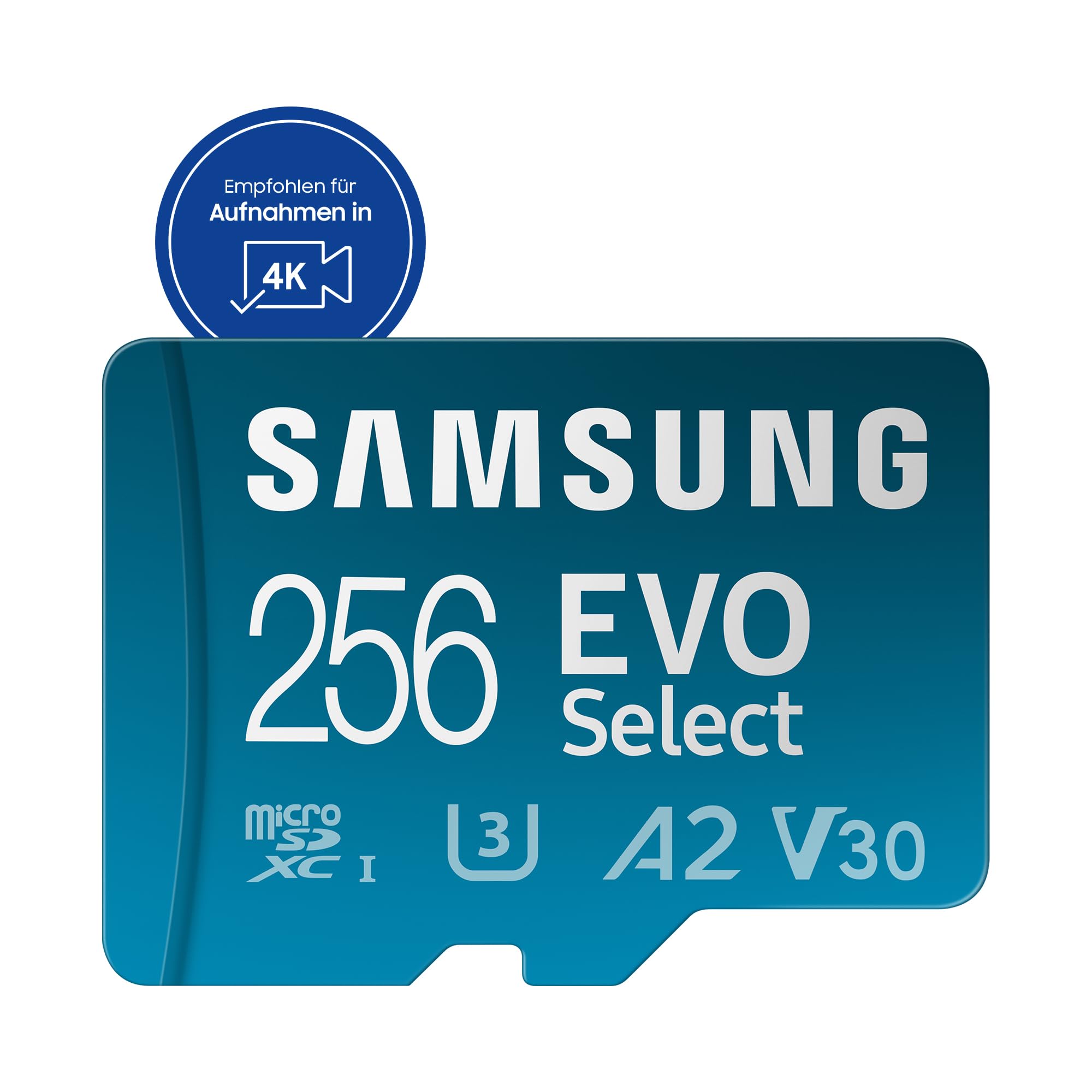 Samsung EVO Select (2024) microSD-Karte + SD-Adapter, 256 GB, Speicherkarte für Smartphone und Tablet, UHS-I U3, 4K UHD, Full HD, 160 MB/s Lesen, MB-ME256SA/EU 2