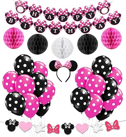 Headband Minnie Mouse Birthday Decorations Red And Black For Girls