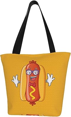 Amazon ホットドッグ ベクトル図1 す オシャレ 多機能 ショルダーバッグ かわいい 防水 手提げ袋 収納バッグ レディース 帆布 トートバッグ 人気 アニメ キャラクター エコバッグ 買い物袋 軽量 携帯便利 エコバッグ 買い物バッグ