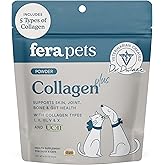 Fera Pets Cat & Dog Collagen Powder - Bone, Gut, Joint and Skin Supplement - 5 Types of Collagen + Clinically Studied UC-II® - 4.23 oz
