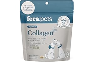 Fera Pets Cat & Dog Collagen Powder - Bone, Gut, Joint and Skin Supplement - 5 Types of Collagen + Clinically Studied UC-II® - 4.23 oz