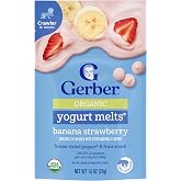 Gerber Organic Banana Strawberry Yogurt Melts, 7 Pack | Organic baby snack; banana and strawberry yogurt melts; 7 x 1 oz pouches
