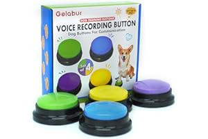 Gelabur Set of 4 Dog Buttons for Communication, Voice Recordable Buttons for Classroom, Dog Training Talking Buttons Starter 