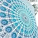 Bless International Handmade Indian hippie Bohemian Psychedelic Peacock Mandala Wall hanging College Dorm Beach Throws Table Cloth Bedding Tapestry (Peacock Sky Blue, Twin(54x72Inches)(140x185cms))