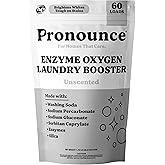 Pronounce Enzyme Oxygen Laundry Booster - Brightens White &amp; Tough on Stains, Fights Odor. Enzyme Stain Fighter, Cleaner Ingredients, Fragrance Free - Ultra Concentrated, HE - 60 Loads (Unscented)