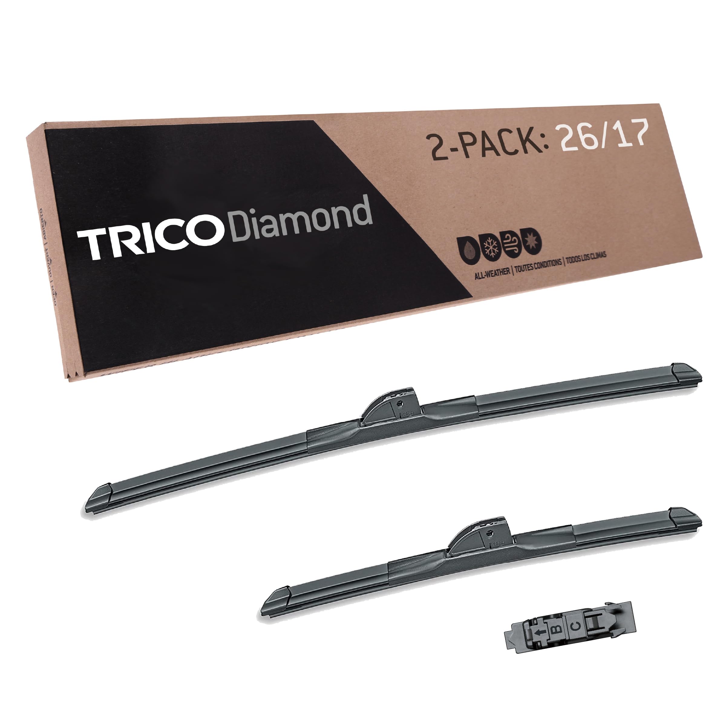 View 1 of **ONLY THE 26" BLADE**TRICO Diamond 26" + 17" Super Premium Automotive Replacement Windshield Wiper Blades (Set of 2), Passenger and Driver Side All-Weather Beam Wiper Blades for Select Vehicle Models (Item #25-2617)
