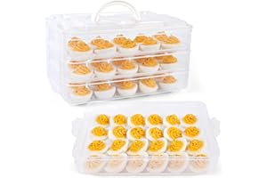HANSGO Deviled Egg Containers with Lid, 3-Layer 60PCS Clear Deviled Egg Platter Egg Carrier with Lid Egg Carrier Box Dispenser for Easter Thanksgiving Party Home Kitchen Supplies