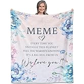 YSBLGWE Meme Gifts, Meme Birthday Gifts, Meme Blanket 60" x 50", Grandma Gifts for Meme, Mother's Day Meme Gifts, Meme Gifts from Grandchildren, Meme Gifts for Christmas