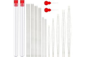 Pnytty 42 PCS Beading Needles for Jewelry Making with Bottle, Seed Beads Needles Big Eye Beading Needles Collapsible for Threaders