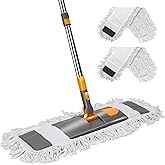 Almcmy Dust Mop for Floor Cleaning, Microfiber Mop with 2 Washable Pads, Extendable 51” Long Handle, Wet & Dry Mops for Hardw