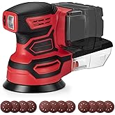 Cordless Random Orbital Sander for Milwaukee 18V Battery, Brushless 6-Speed (6000-12000 OPM), 125mm Pad, Dust Collection & 12pcs Sandpapers (#80/#120/#240) (Battery Not Included) (Red)