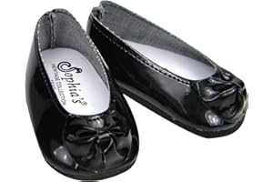 Sophia's Faux Patent Leather Dress Shoes with Upper Bow Detail for 18 Inch Dolls, Black