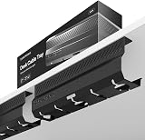 Desktronic Cable Duct Desk Black Set of 2 Stainless Steel 5 Cutouts