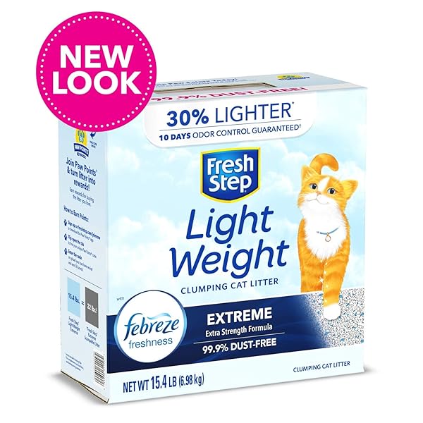 FRESH STEP LIGHTWEIGHT EXTREME SCENTED LITTER WITH THE POWER OF FEBREZE, CLUMPING CAT LITTER, 15.4 POUNDS (PACKAGE MAY VARY)