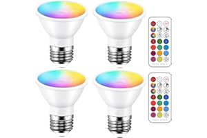 iLC Par16 Colour Changing Light Bulb 40 Watt Equivalent E26 Screw 45°, 12 Colors Warm White 2700K LED Spot RGB Light Bulb wit