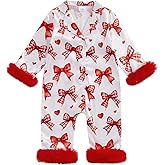 Baby Girl Button Down Valentines Day Pajamas Romper One-Piece Jumpsuit Long Sleeve Bear Sleeper Infant Sleepwear