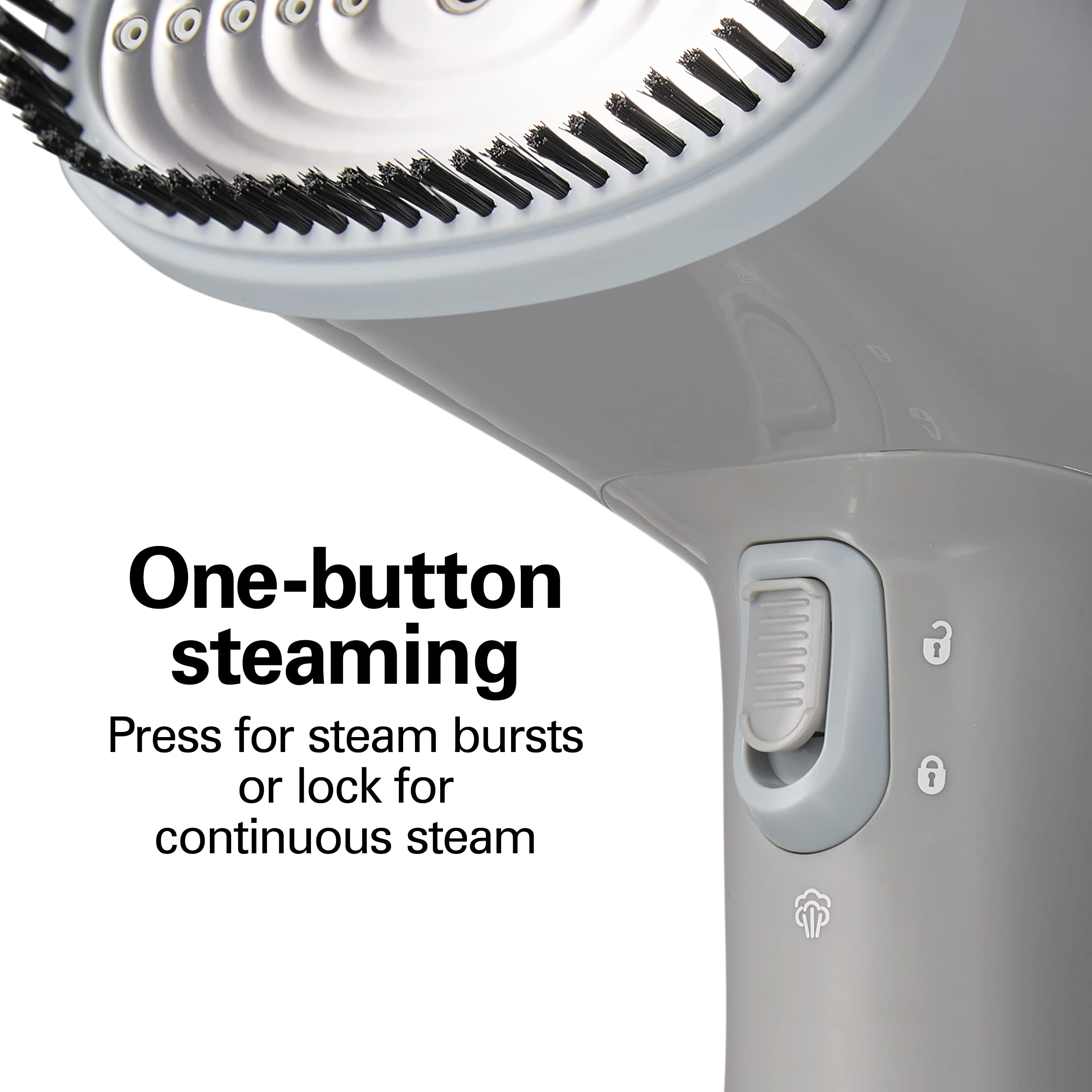 Hamilton Beach Handheld Garment Steamer for Clothes, Fabric and Drapes,1200 Watts, 400ml Water Tank, 20 Minutes of Continuous Steam, Vacation Essentials, Gray & Blue (11557)