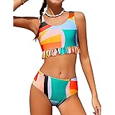 Arshiner Girls Bikini Beach Swimwear 2 Piece Swimsuits Floral Printing Bathing Suits for 4-15 Years