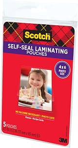 Scotch Self-Sealing Laminating Pouches Gloss 4 x 6 Inches PL900G 5 Pack view 2