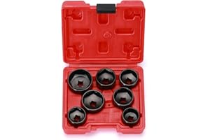 CASOMAN 7 Pieces 3/8" Drive Low Profile Oil Filter Socket Set, Oil Filter Cap Remover and Installer Tool Set, 6 Point, 24mm, 