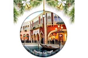 UMSUFA America USA Venetian Las Vegas Christmas Ornaments for Tree Ceramic Pendant Double Sided Ornament Decor Xmas Gifts Porcelain Travel Souvenirs