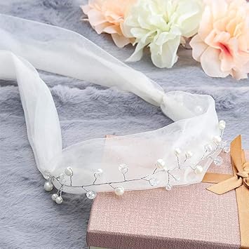 Amazon Com Fashband Vintage Headband Veil Embroidery Ivory