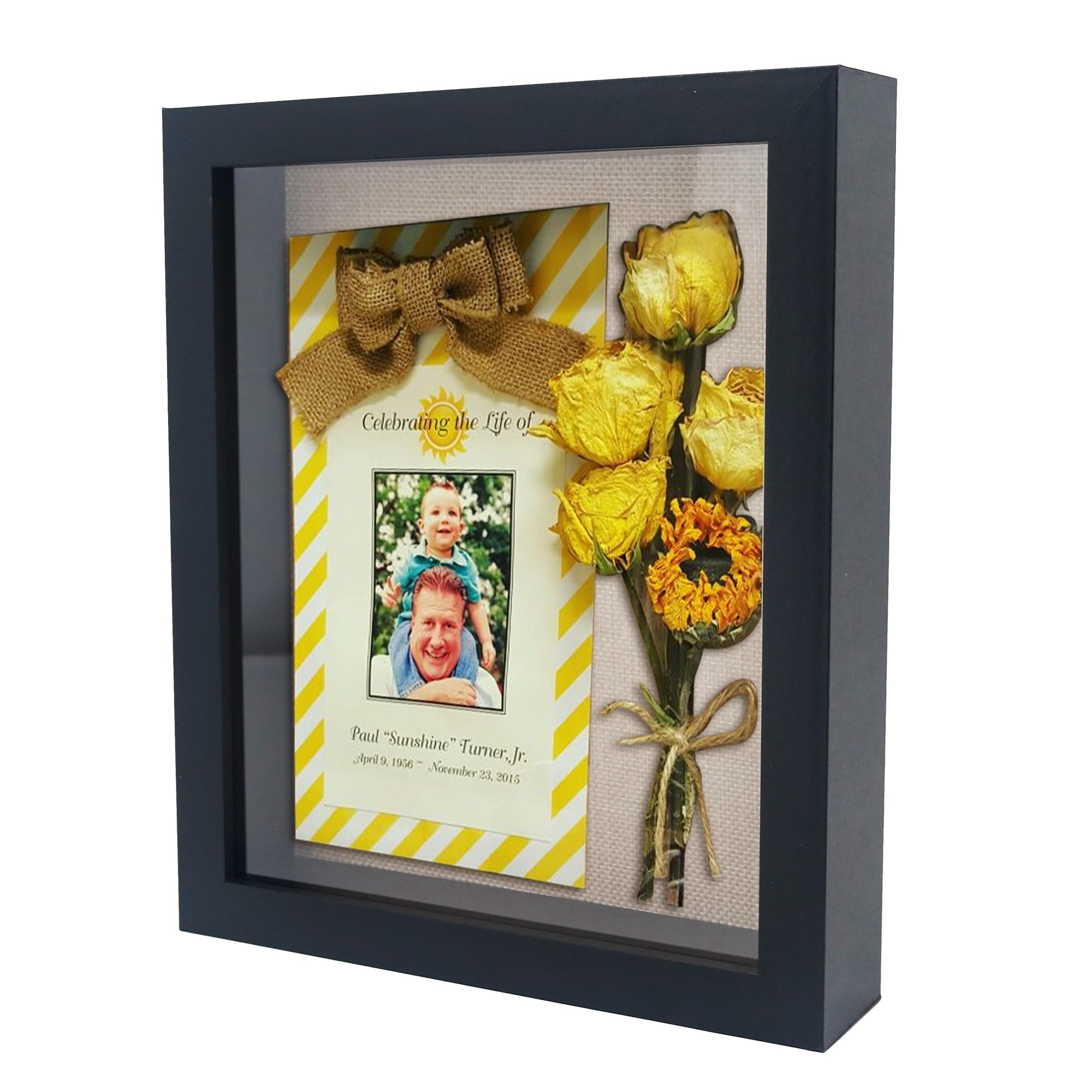 GraduatePro Shadow Box Frames for Crafts 3D Deep Black Bouquet Flower Case Picture Memorabilia Memory Wooden Tabletop and Wall Hanging 9x11