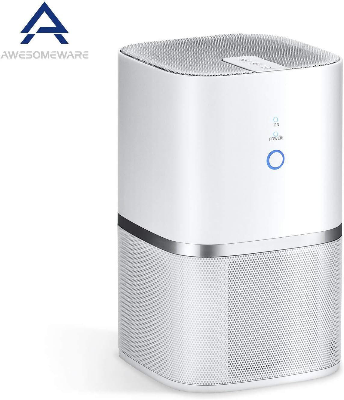 AwesomeWare Air Purifier True HEPA Filter, Odor Allergies Eliminator Smokers, Smoke, Pets, Mold, Germs, Dust, US-110V, Air Cleaner with Ionizer up to 150sq.ft