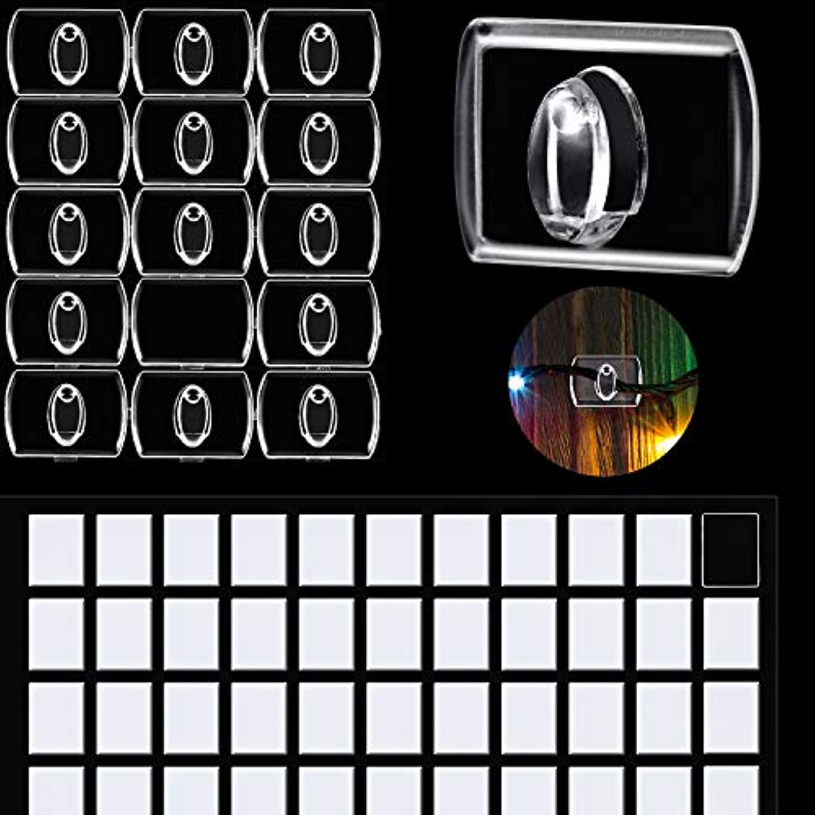 Tatuo 60 Pieces Mini Clear Decorating Hook Clips, Holiday Light Hook Clips, Decorating Clips for String Lights, Multi-Function Decoration Hanging Clip for Home, School Outdoor (Size A) (Clear)