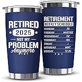 HEXMOZ Retirement Gifts for Men - Funny Retired Gifts for Men, Husband, Dad, Coworker, Boss, Friends - 2025 Happy Retirement Gag Gift, Cool Party Ideas Decoration - 20oz Navy Tumbler Cup