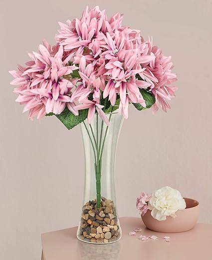 Buy Tied Ribbons Decorative Flower And Glass Vase Pot With Pebbles