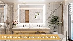 TETOTE 48 x 40 LED Lighted Bathroom Mirror with