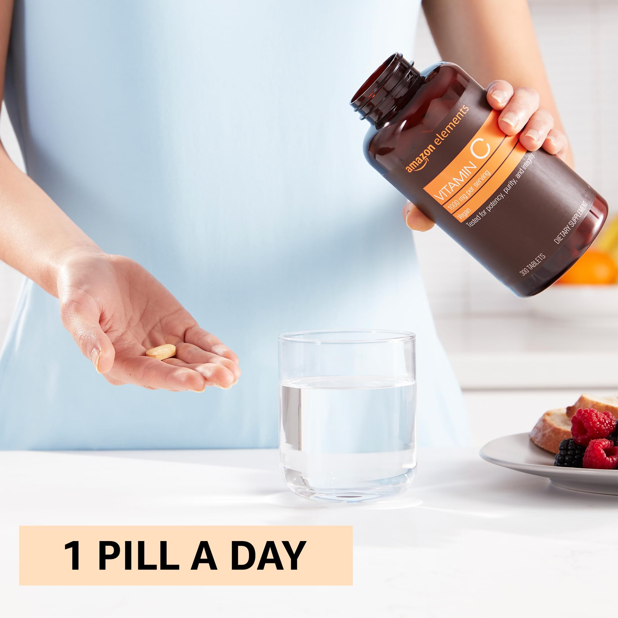 Amazon Elements Vitamin C 1000mg, Supports Healthy Immune System, Vegan