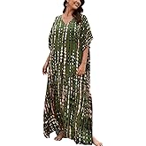 IMAGEKOPE Kaftan for Women Plus Size Bathing Suit Cover up Batwing Dress Loose fit Moroccan Caftan mumu Dresses for Women
