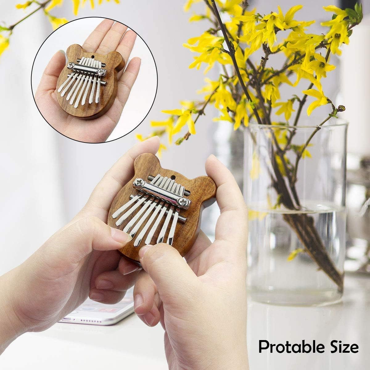 REUUY® 8 Keys Mini Kalimba Thumb Piano with Lanyard Pocket Thumb Piano Portable Mbira Finger Piano Gift for Kids Adults Beginners - Image 5