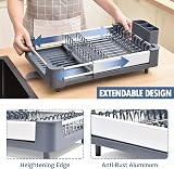 KINGRACK Expandable Dish Drainer Rack Foldable With Removable Cutlery Holder view 2