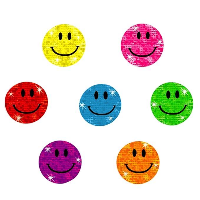 Oblique Unique® - 112 x Glitzer Sticker Smile - Regenbogen Sticker für Kinder