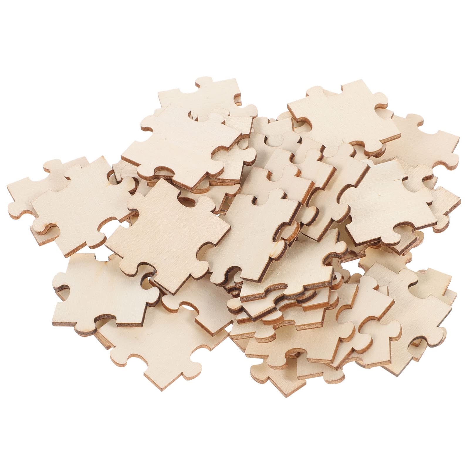 Kisangel Wooden Jigsaw Puzzle Pieces, 100pcs Unfinished Wood Jigsaw Puzzle for Kids Activity, DIY Arts and Crafts Interlocking Wedding Family Calendar Plaque Crafts