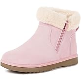 Hsyooes Snow Boots for Women Genuine Suede Leather Winter Boots Water Resistant Warm Booties Fur Lined Ankle Booties Fuzzy Classic Outdoor Pink 42