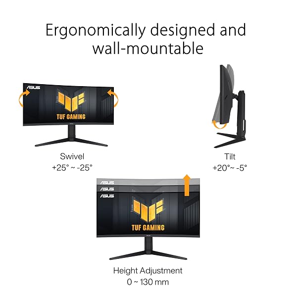 ASUS TUF GAMING 34” 1440P 1500R CURVED MONITOR (VG34VQL3A) – QHD (3440 X 1440), 180HZ, 1MS, EXTREME LOW MOTION BLUR, FREESYNC PREMIUM PRO, 125% SRGB, DISPLAYHDR 400, HEIGHT ADJUSTABLE, 3 YEAR WARRANTY