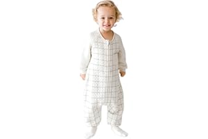 Tealbee Dreamsie: Toddler Sleep Sack with Long Sleeves and Footies 12m 2T - 0.8 TOG Baby Wearable Blanket for Walkers - Rayon made from Bamboo, Organic Cotton - Checkered