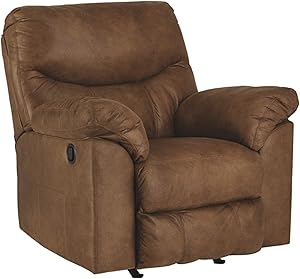 Signature Design by Ashley - Boxberg Contemporary Faux Leather Rocker Recliner, Brown