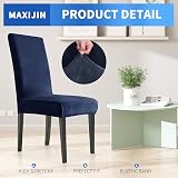 MAXIJIN Velvet Chair Covers Set of 6 Navy Blue Full Cover Stretch Dining Chairs view 2