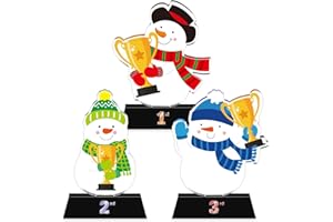 Trnayi 3 Pcs Christmas Contest Trophy Set Acrylic 1st 2nd 3rd 5.9'' Funny Trophies Gingerbread House Man Cookie Santa Snowman Decorating Kit Party Award for Xmas