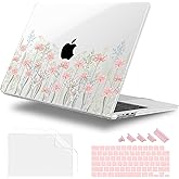 Lepeoac for MacBook Air 13.6 inch Case M4 M3 M2 2025 2024-2022 Release Model A3240 A3113 A2681, Sturdy Plastic Hard Shell Case for MacBook Air M2 13 inch with Touch ID, Floral C322