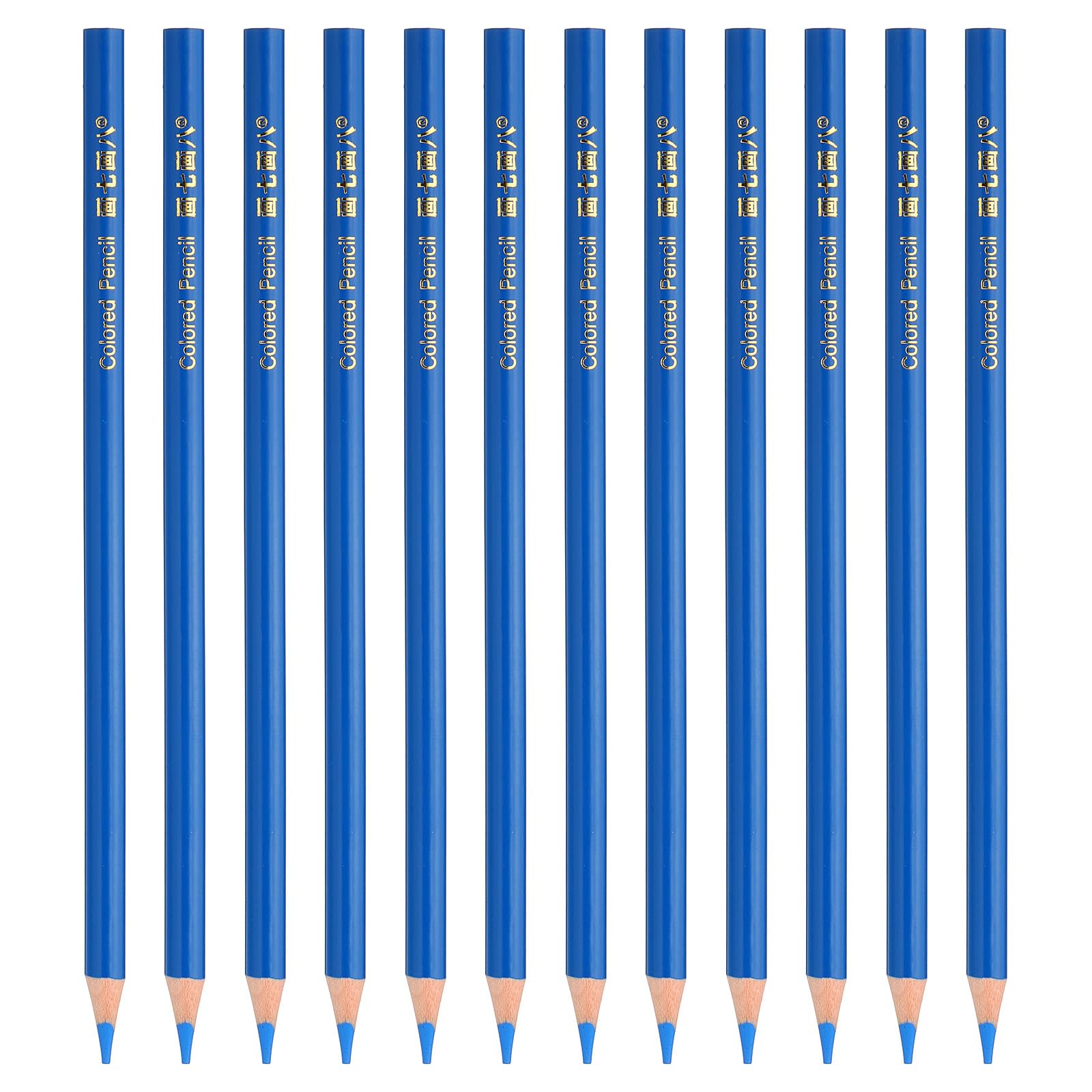 Photo 1 of PATIKIL Medium Blue Colored Pencils Set,12 Pcs Oil Color Pencils Wooden Coloring Drawing Pencil for Artists Art Painting