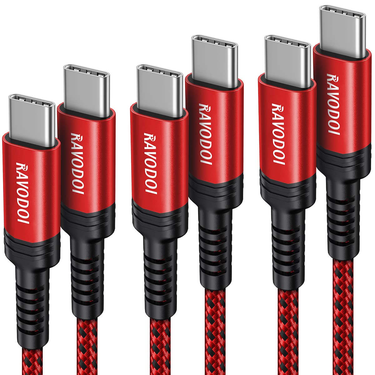 RAVODOI USB C to USB C Charger Cable(1M+2M+3M), USB Type C PD Fast Charging Cable for MacBook Pro 2020,iPad Pro 2020,Samusng Galaxy S22/S21 Ultra/S20 Puls/S10,Pixel 3/4/5/6,Huawei Matebook,Switch